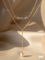The Drowned Moon- Golden Pearl Layered Necklace With Anti-Tarnish Coating 