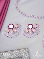 Tevana- The Pleasure Garden- Mirror, Resham and Glass Beads Embroidered Earrings