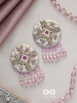 Tarani- The Pink Allure- Pearl, Resham and Stones Embroidered Earrings