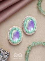 Mandara - The Mirror Reflection - Stones, Sequins And Cutdana Hand Embroidered Earrings