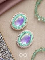 Mandara - The Mirror Reflection - Stones, Sequins And Cutdana Hand Embroidered Earrings