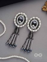 Mukuraya- The Tinged Mirror- Pearls, Stones and Glass Beads Embroidered Earrings