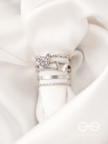 Moons n Butterfly- Set of 4 Silver Rings