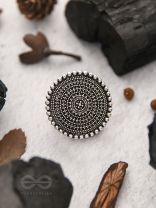 The Raven Halo- Oxidised Statement Ring