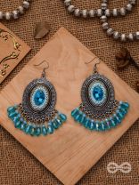 THE SKY GAZER - EMBELLISHED OXIDISED EARRINGS (BLUE)