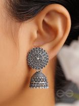 The Frozen Foliage- Oxidised Jhumka Earrings