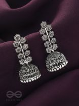 The Flower Branch- Oxidised Jhumka Earrings