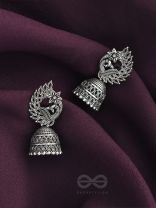 The Bird of Wonder- Oxidised Jhumka Earrings