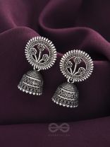 In Full Bloom- Oxidised Jhumka Earrings
