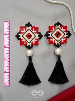 Manikya - The Lovely Ruby - Pearls And Resham Hand Embroidered Earrings