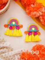 Inodaya- The Alluring Sunrise- Resham and Sequins Embroidered Earrings