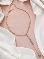 Drop In The Ocean- Golden Embellished Necklace With Anti-Tarnish Coating 