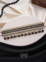 Nishakanta - The Beloved Of Night - Beads And Glass Drops Hand Embroidered Choker Neckpiece