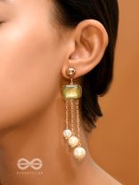 The Jade Drops- Golden Embellished Earrings