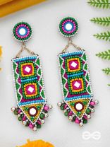 Shalya - The Adorned Arrow - Mirrors, Beads And Resham Hand Embroidered Earrings