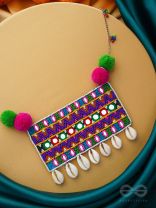 Aastarana - The Stunning Tapestry - Mirrors, Resham And Shells Hand Embroidered Statement Neckpiece