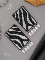 Adri - The Rainy Clouds - Cutdana And Glass Drops Hand Embroidered Earrings