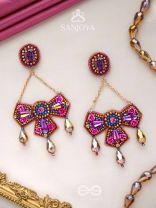Shailaja - The Daughter Of The Mountain - Stone, Beads And Glass Drops Hand Embroidered Earrings