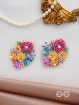 VASANTIKA- THE SPRING BLOOM - SEQUINS,PEARLS AND RESHAM EMBROIDERED EARRINGS (MULTICOLOR)
