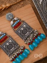 THE AZZURE RUBIES - EMBELLISHED OXIDISED EARRINGS