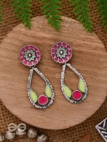 Enchanted Garden Wings - Statement Enamelled Oxidised Ear Jackets