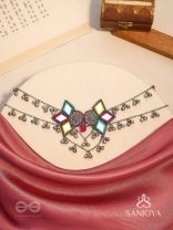 Bhuritejas- The Glorious Triflection- Mirror, Resham And Beads Hand Embroidered Choker Neckpiece