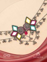 Bhuritejas- The Glorious Triflection- Mirror, Resham And Beads Hand Embroidered Choker Neckpiece