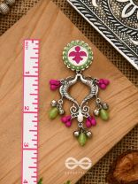 The Bougainvillea Forest- Enamelled Oxidised Ear Jackets