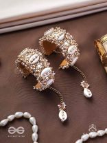 Prachurya - The Marine Abundance - Shells, Mirrors And Beads Hand Embroidered Cuff Bracelets (Set Of 2)