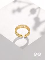Tie Me Close - Golden Cubic Zirconia Ring (Adjustable)
