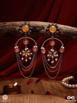 SUNSET GLORY – ORANGE ENAMELLED OXIDISED EARRING