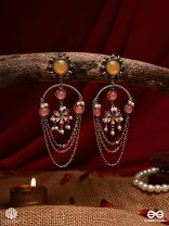 SUNSET GLORY – ORANGE ENAMELLED OXIDISED EARRING