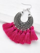 Ostentatious Pink Traditional Touch Tassel Earrings