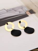 The Geometric Glam Earrings - Golden Black 