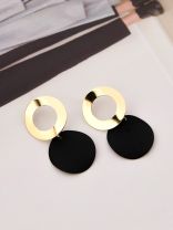 The Geometric Glam Earrings - Golden Black 