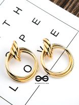 The Glamorous Intertwined Studs - Elegant Golden Stud Earrings