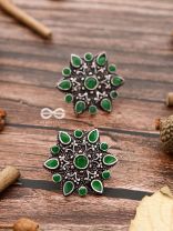 The Starry Diva Earrings - Green - The Embellished Oxidised Collection