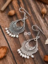 The White Droplet Traditional Motif Earrings