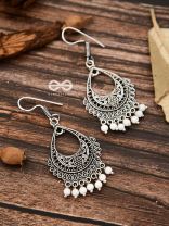 The White Droplet Traditional Motif Earrings