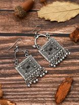 The Embellished Trunk - Oxidised Boho Earrings - Silver