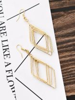 The Shimmery Rhombus - Golden Elegant Earrings