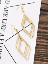 The Shimmery Rhombus - Golden Elegant Earrings