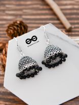 The High on Detail - German Silver Jhumkis - Black