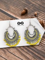 The Motif Moon - Oxidised Chandbali Earrings (Yellow)