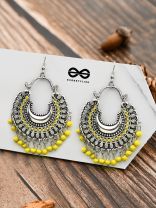 The Motif Moon - Oxidised Chandbali Earrings (Yellow)