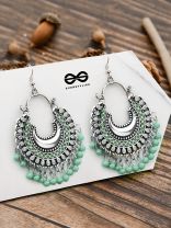 The Motif Moon - Oxidised Chandbali Earrings (Sea Green)