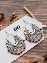 The Motif Moon - Oxidised Chandbali Earrings (Multi Color)