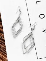 The Shimmery Rhombus - Silver Elegant Earrings