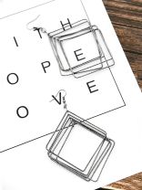 The Shimmery Squares - Dark Grey Elegant Earrings