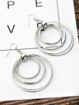 The Shimmery Circles - Silver Elegant Earrings